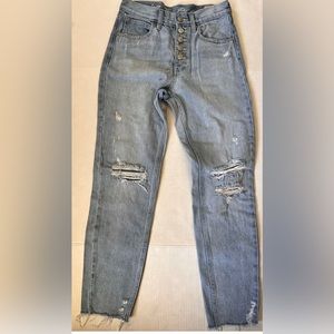 We The Free Free People Distressed Womens Light Wash Blue Jeans Size 24